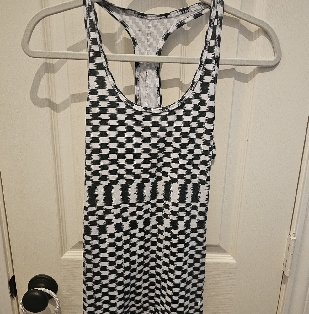 Nike. Black and White Checkered Tank Top